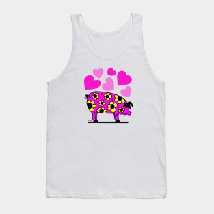 Pink Pig with Hearts Tank Top